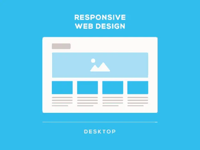 Animated illustration of a website rearranging itself to fit a phone screen